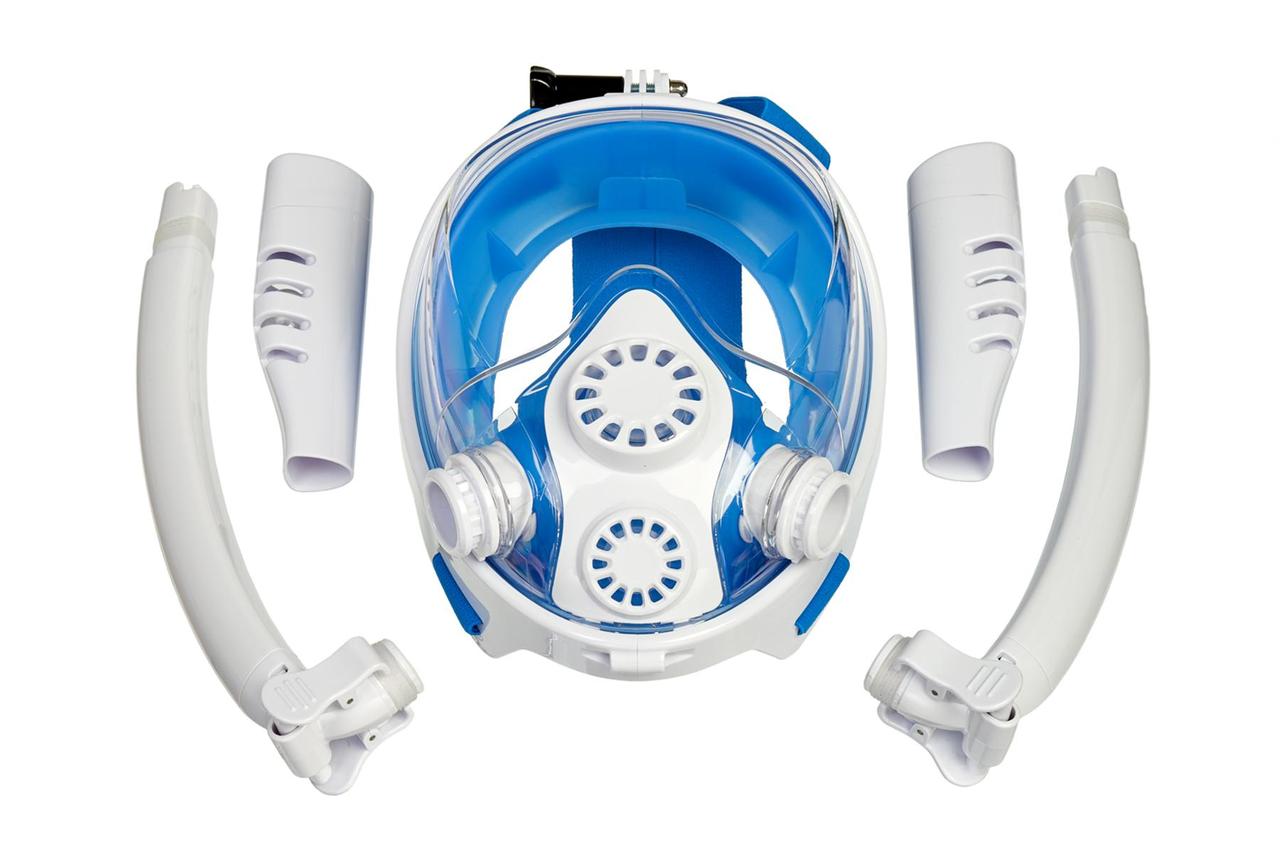 Полнолицевая маска для снорклинга с двумя трубками S/M - фото 4 - id-p160391143