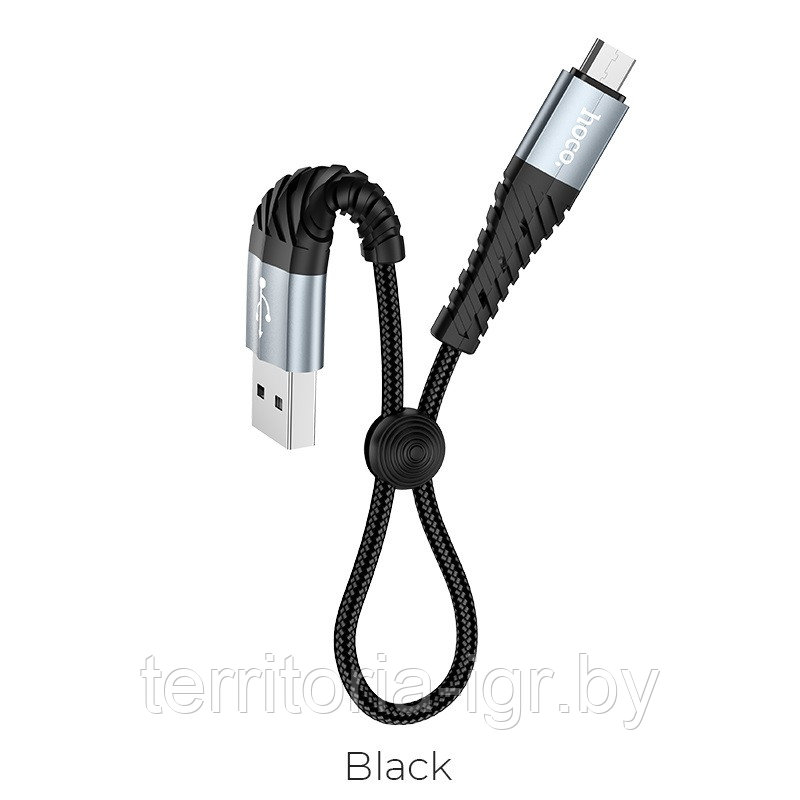 Дата-кабель X38 Micro USB 0.25м. 2.4A. черный Hoco - фото 2 - id-p160431067