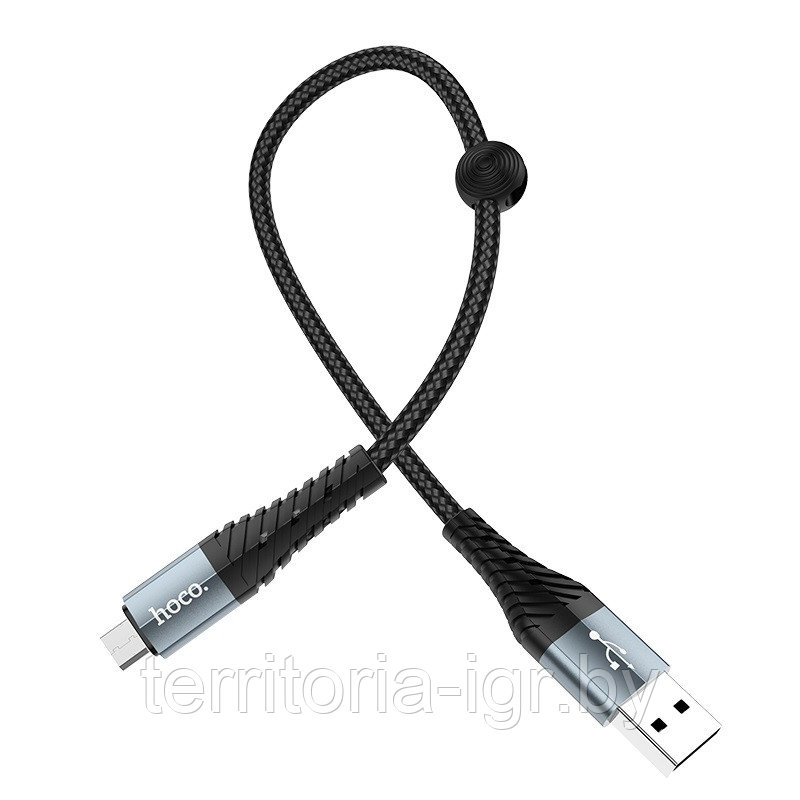 Дата-кабель X38 Micro USB 0.25м. 2.4A. черный Hoco - фото 4 - id-p160431067