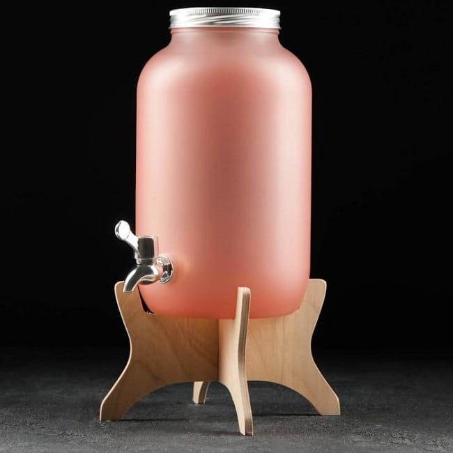 Диспенсер для напитков на деревянной подставке «Pink» 4,25 л - фото 1 - id-p160438397