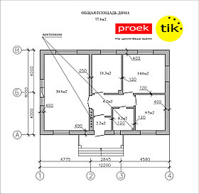 Проект загородного дома 77.6  м2