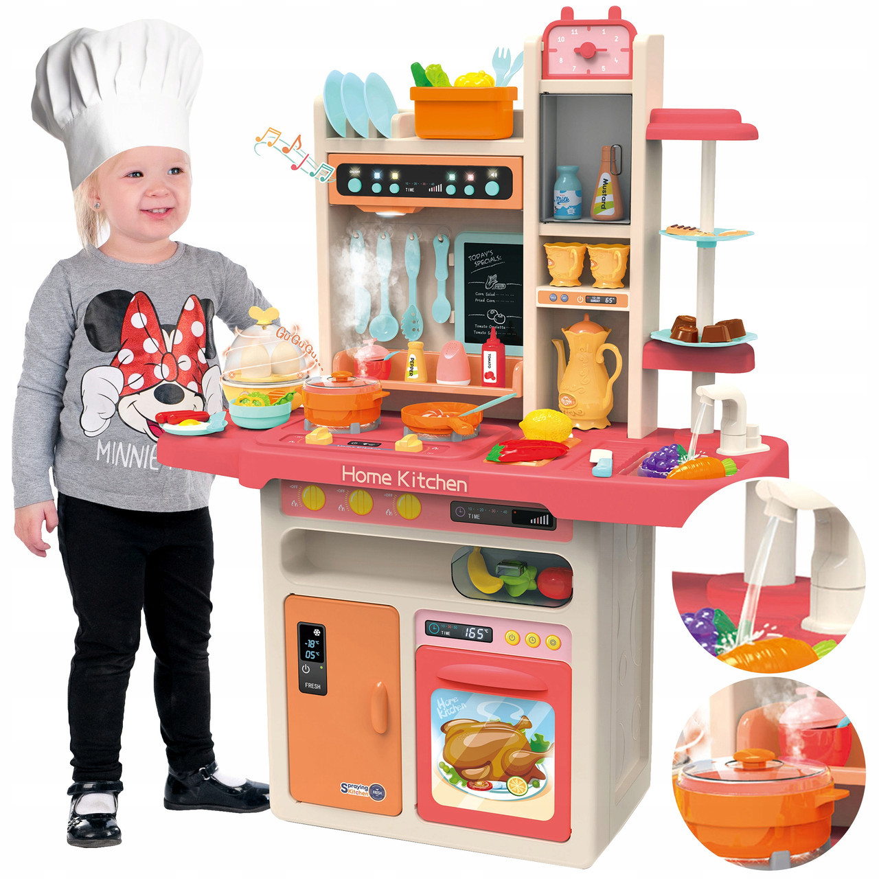 Детская игровая "Кухня" Home Kitcen, вода, пар, светозвуковые эффекты, 65 предметов, 889-162 - фото 2 - id-p137562945