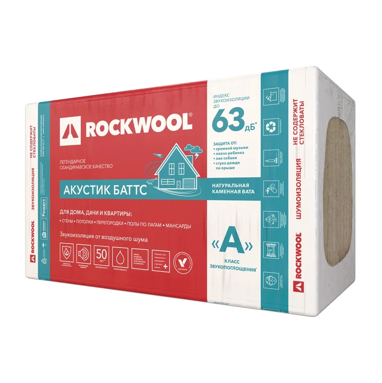 Утеплитель ROCKWOOL АКУСТИК БАТТС 1000х600х100