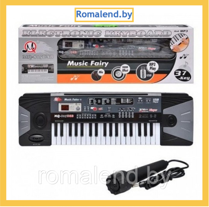 Детский электронный MP3 синтезатор пианино с микрофоном MQ-805 USB от батареек