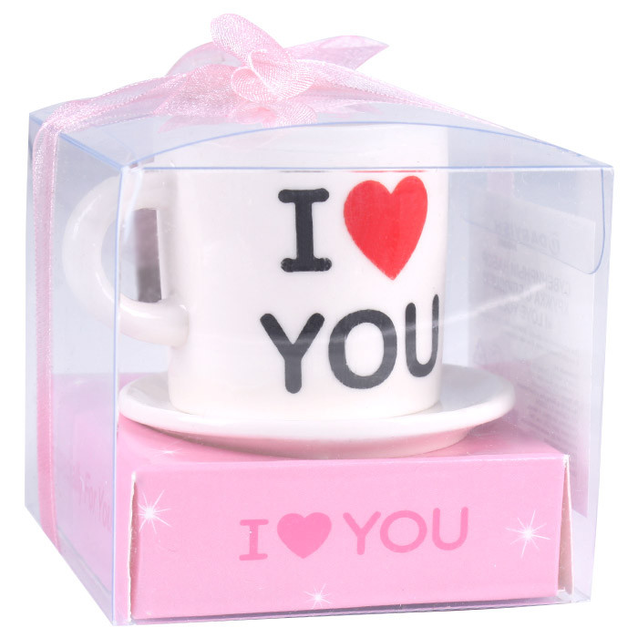 Сувенирный набор кружка с блюдцем "I love you" - фото 1 - id-p160618147