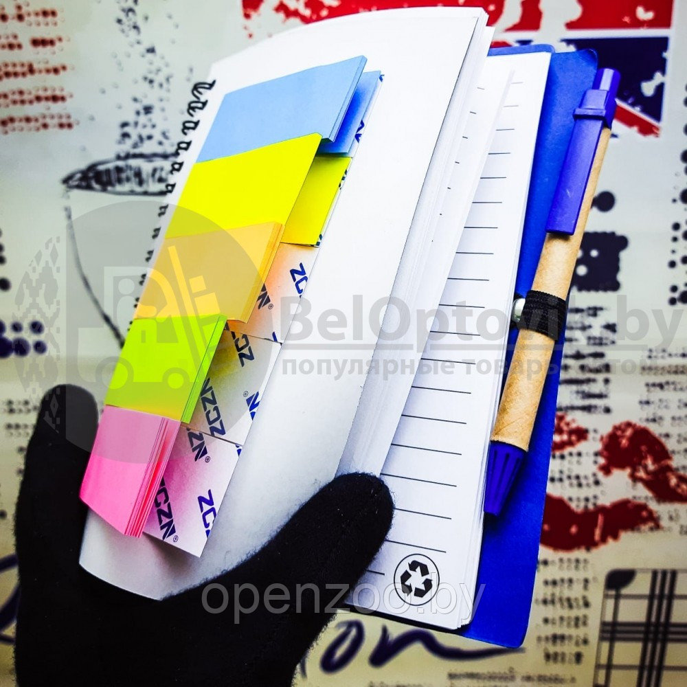 Набор канцелярский: блокнот на спирали со стикерами и ручка , ECO (А5, 70 листов) Серый - фото 9 - id-p136076872