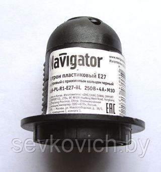 Патрон Е27 черный с кольцом термопластик Navigator 61351 - фото 1 - id-p160701198