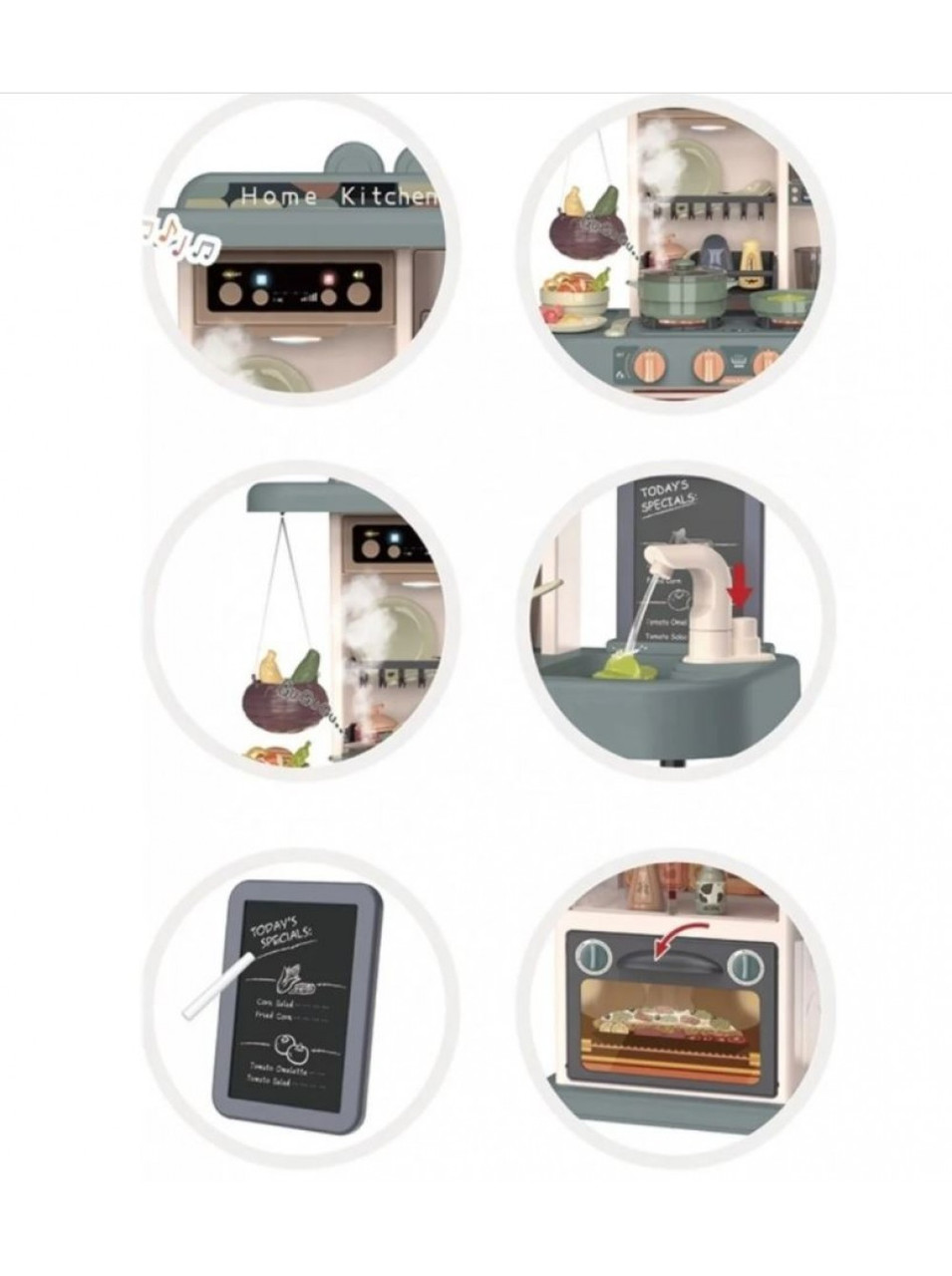 Детская игровая Кухня Home Kitcen, вода, пар, свето-звуковые эффекты, 43 предметов, 889-183 - фото 4 - id-p160707575
