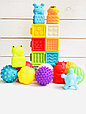 Набор тактильных игрушек (массажных) "Тактильные игрушки" кубики/животные/мячики 20 штук HE0231, фото 8