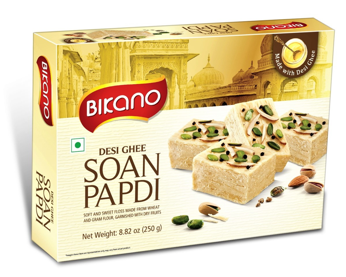 Соан Папди с маслом Гхи и орехами (Bicano Desi Ghee Soan Papdi), 250г - воздушная индийская халва - фото 1 - id-p160743689