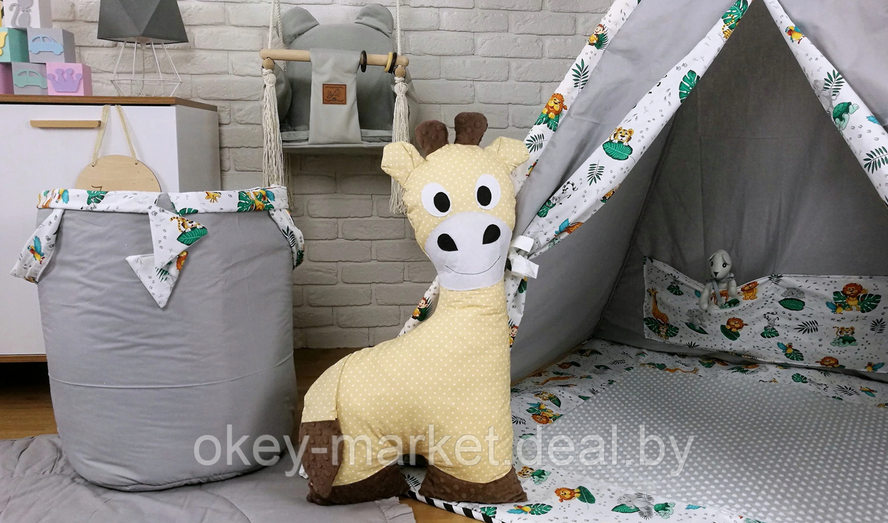 Детский вигвам / типи , игровая палатка + 4 игрушки , серый - фото 7 - id-p160748931