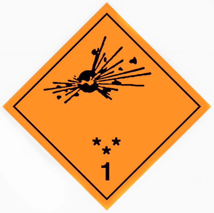 Наклейка: Знак опасности 1 "Взрывчатые вещества и изделия" 250х250 мм - фото 2 - id-p160755786
