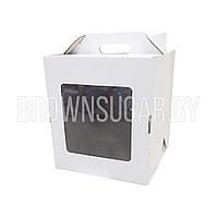 Коробка - чемодан для торта с окном Белая (Беларусь, 260х260х300 мм)