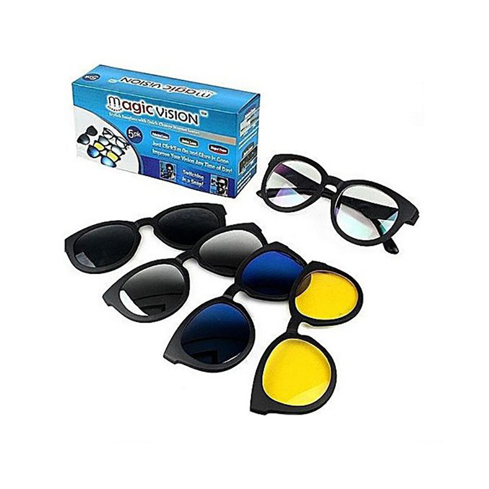 Солнцезащитные антибликовые очки с магнитными насадками 5 в 1 MAGIC VISION - фото 1 - id-p160784679