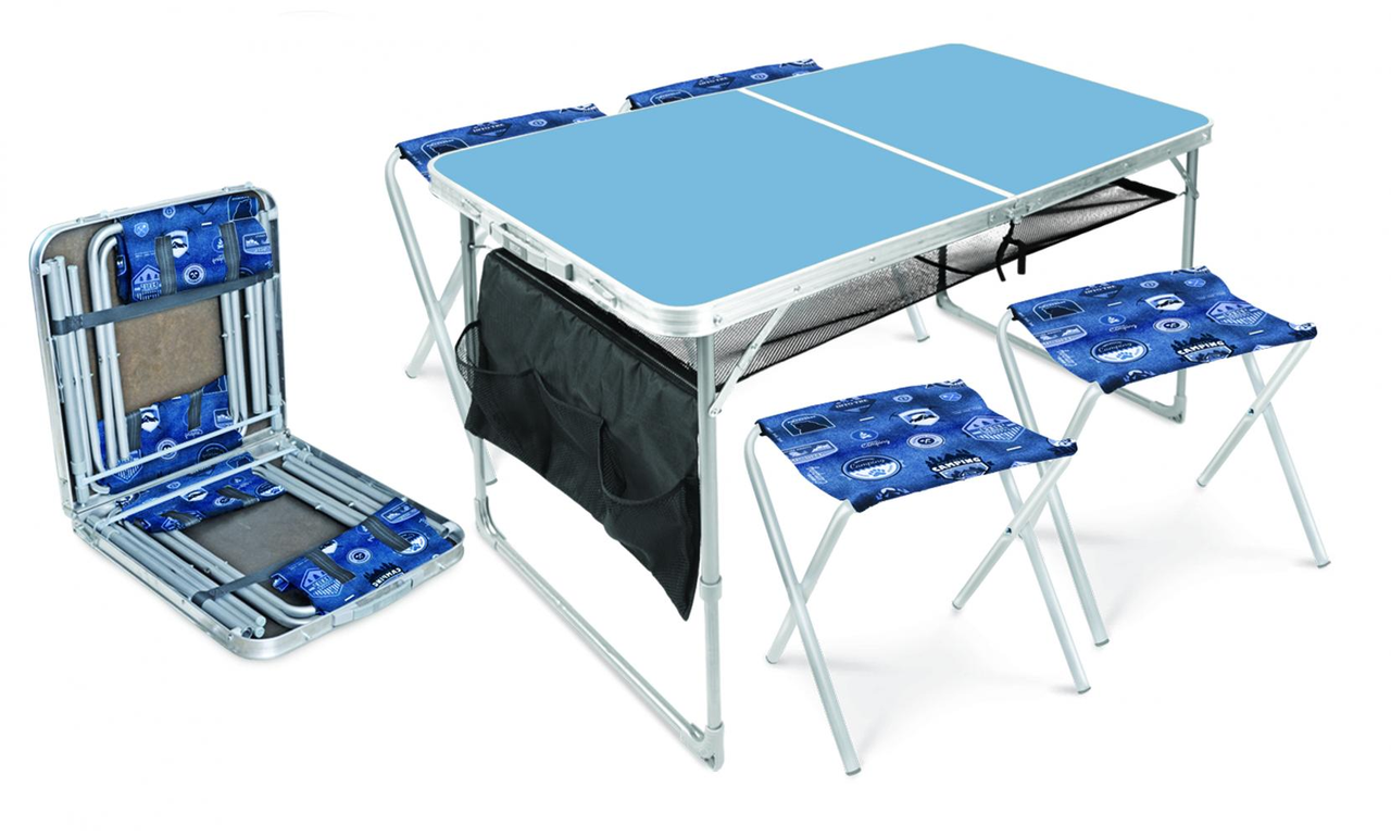 Набор складной стол и 4 стула NIKA ССТ-К3/4 голубой