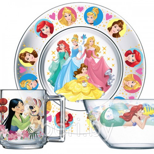 18C2055 Детский набор посуды Disney "Принцессы", 3 предмета - фото 1 - id-p160800410
