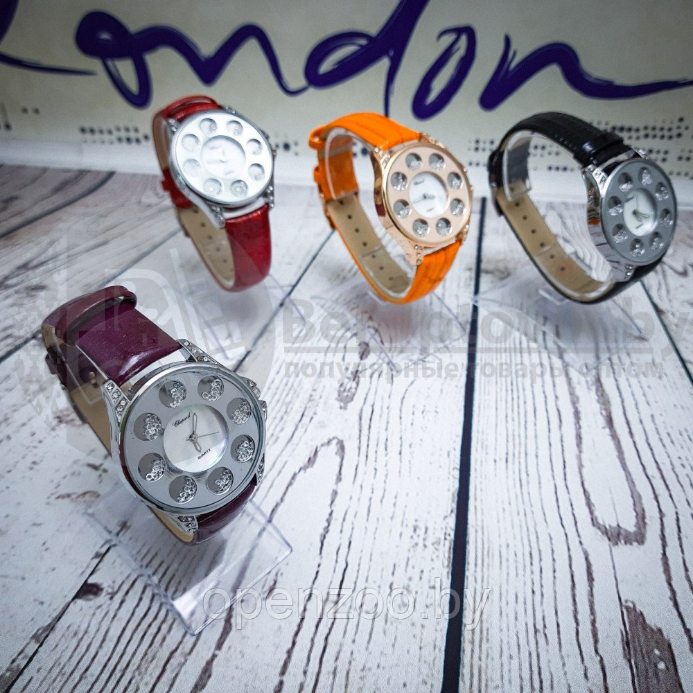 Часы женские Chopard Argent Geneve S9204 со стразами Черный - фото 4 - id-p118967532