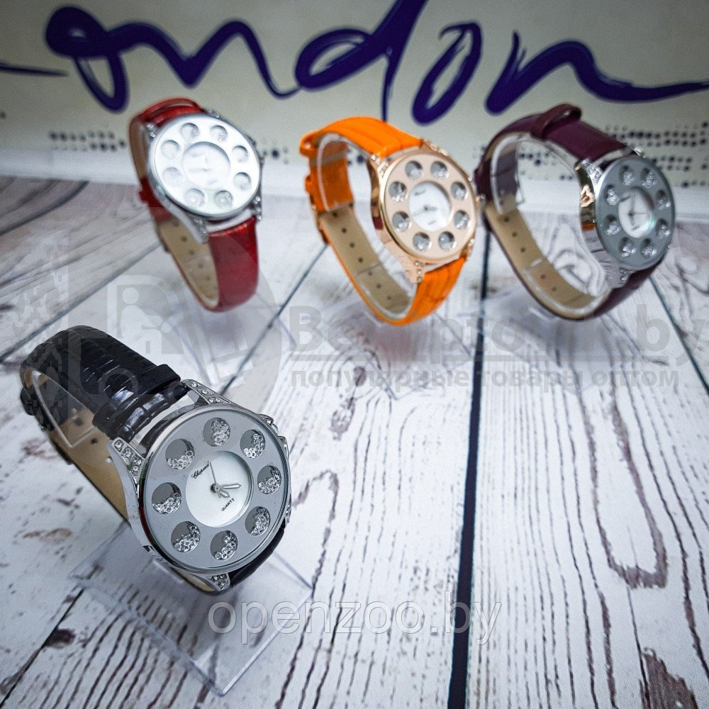 Часы женские Chopard Argent Geneve S9204 со стразами Красный - фото 6 - id-p118967534