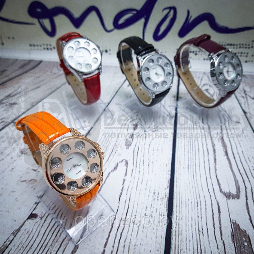Часы женские Chopard Argent Geneve S9204 со стразами Коричневый - фото 2 - id-p118967535