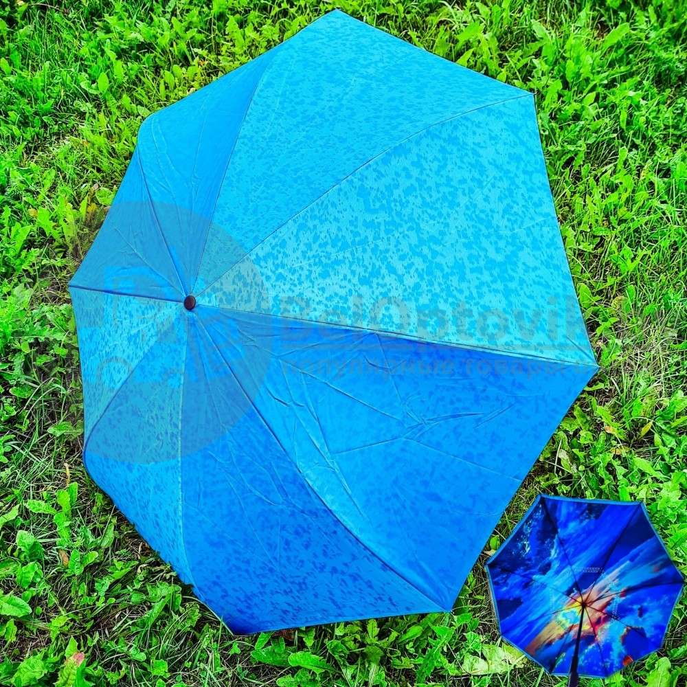NEW Зонт наоборот двухсторонний UpBrella (антизонт) / Умный зонт обратного сложения Синяя роза - фото 3 - id-p160831818