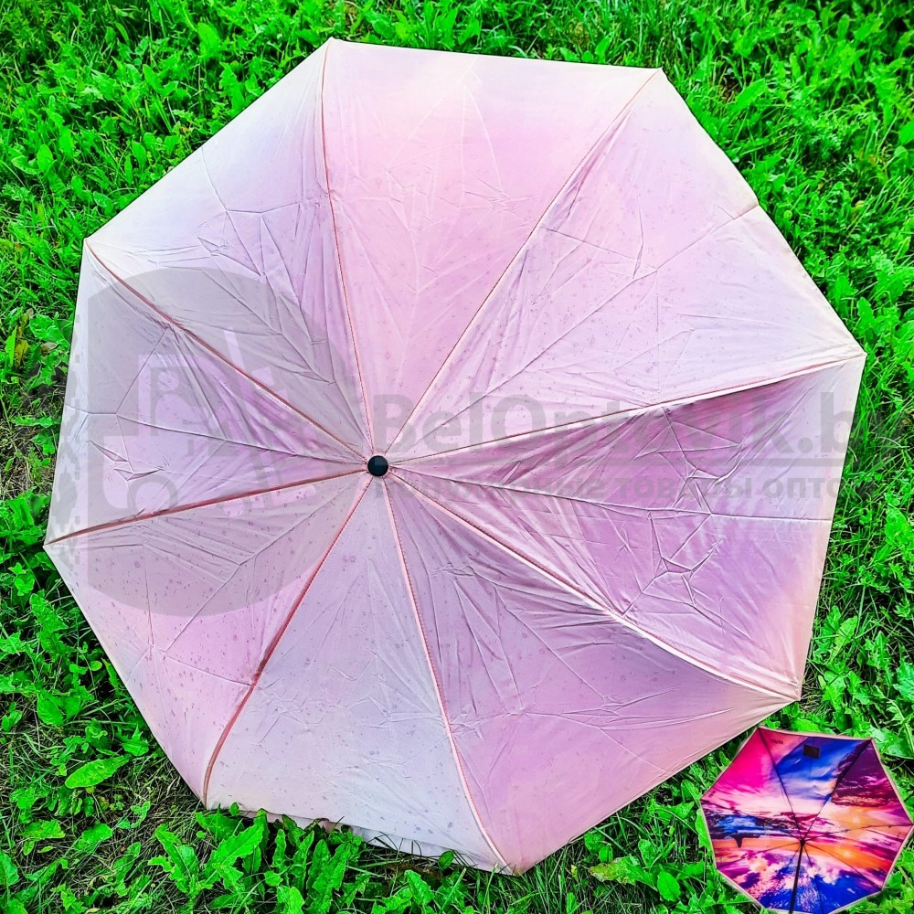 NEW Зонт наоборот двухсторонний UpBrella (антизонт) / Умный зонт обратного сложения Розовый цветок - фото 2 - id-p160831819