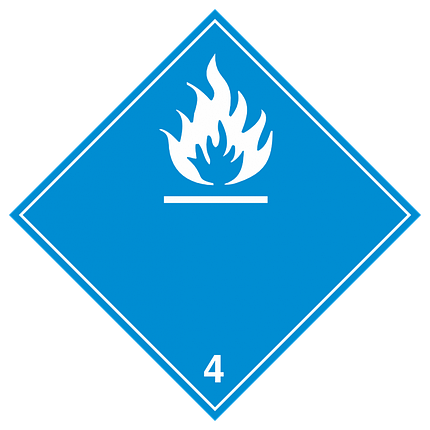 Наклейка: Знак опасности 4.3 (Вещества, выделяющие легковоспламеняющиеся газы при соприкосновении с водой), фото 2