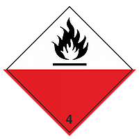 Наклейка: Знак опасности 4.2 "Вещества, способные к самовозгоранию" 250х250 мм
