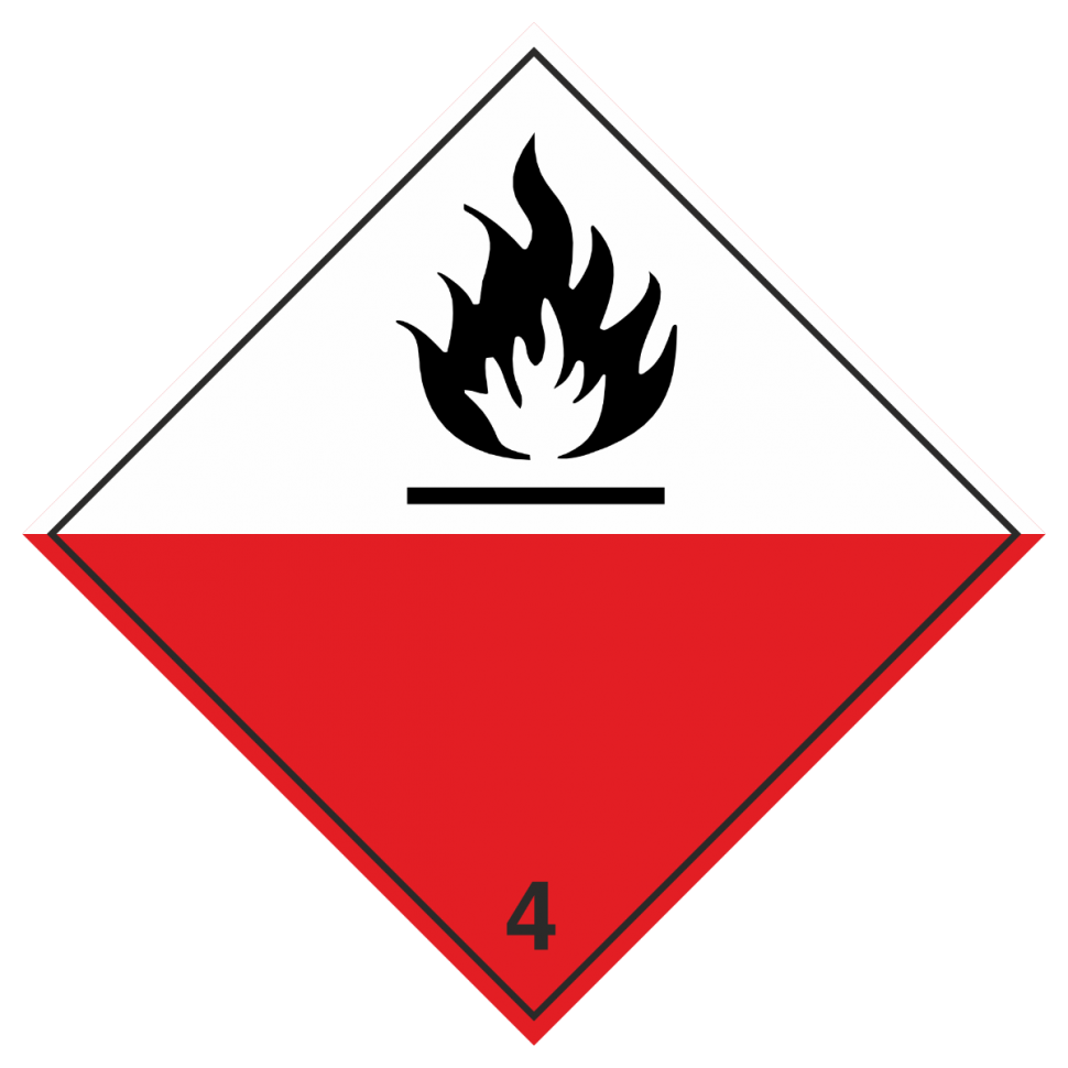 Наклейка: Знак опасности 4.2 "Вещества, способные к самовозгоранию" 250х250 мм - фото 1 - id-p160832038