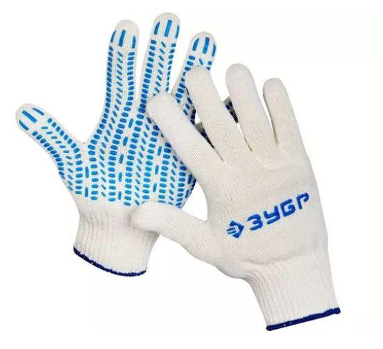 Перчатки ЗУБР трикотажные, 10 класс, х/б, с защитой от скольжения, L-XL - фото 1 - id-p154887363
