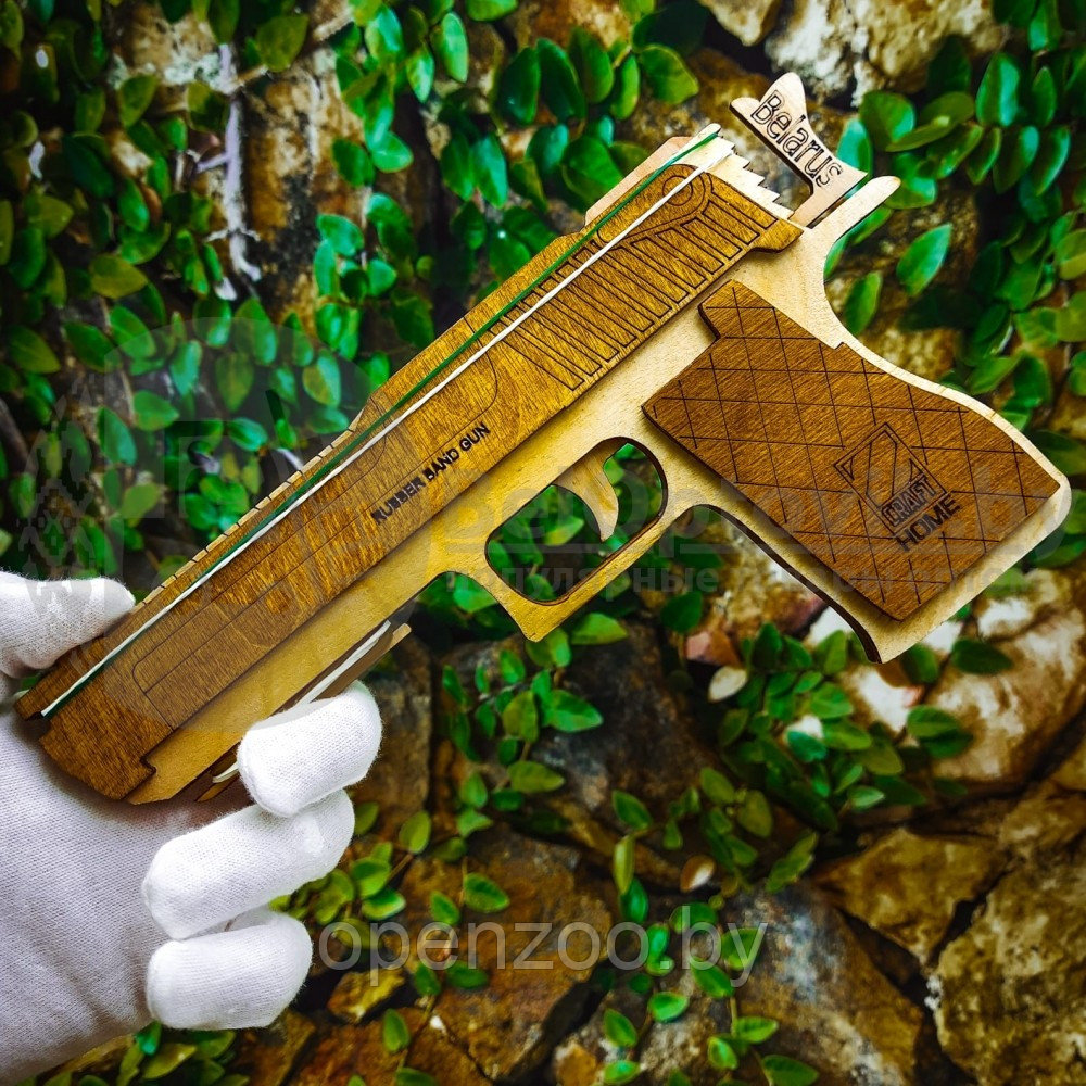 Игрушка - модель деревянная: Деревянный пистолет резинкострел. Модель М9 многозарядная - фото 3 - id-p160887938