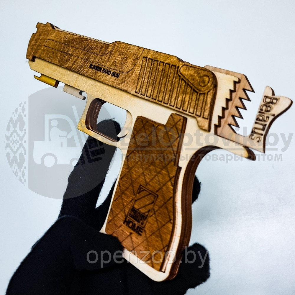 Игрушка - модель деревянная: Деревянный пистолет резинкострел. Модель М9 многозарядная - фото 4 - id-p160887938
