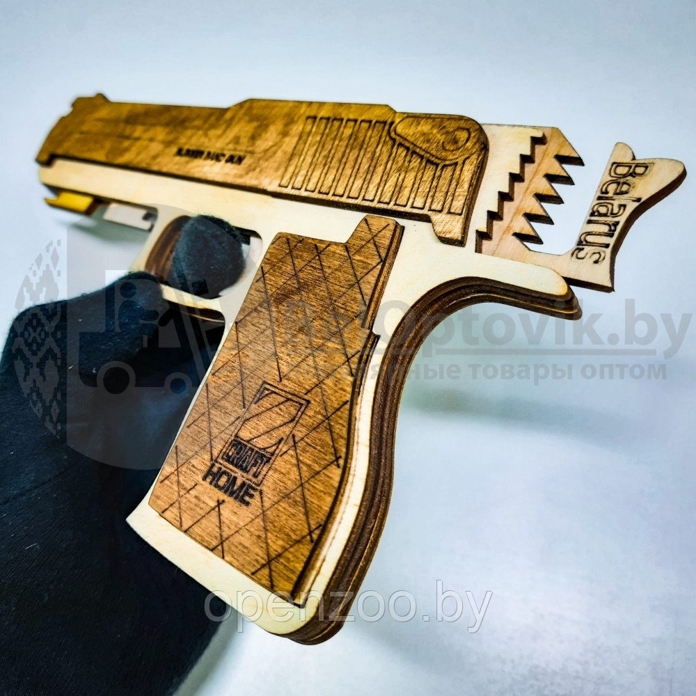 Игрушка - модель деревянная: Деревянный пистолет резинкострел. Модель М9 многозарядная - фото 5 - id-p160887938