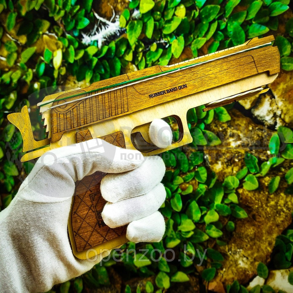 Игрушка - модель деревянная: Деревянный пистолет резинкострел. Модель М9 многозарядная - фото 7 - id-p160887938