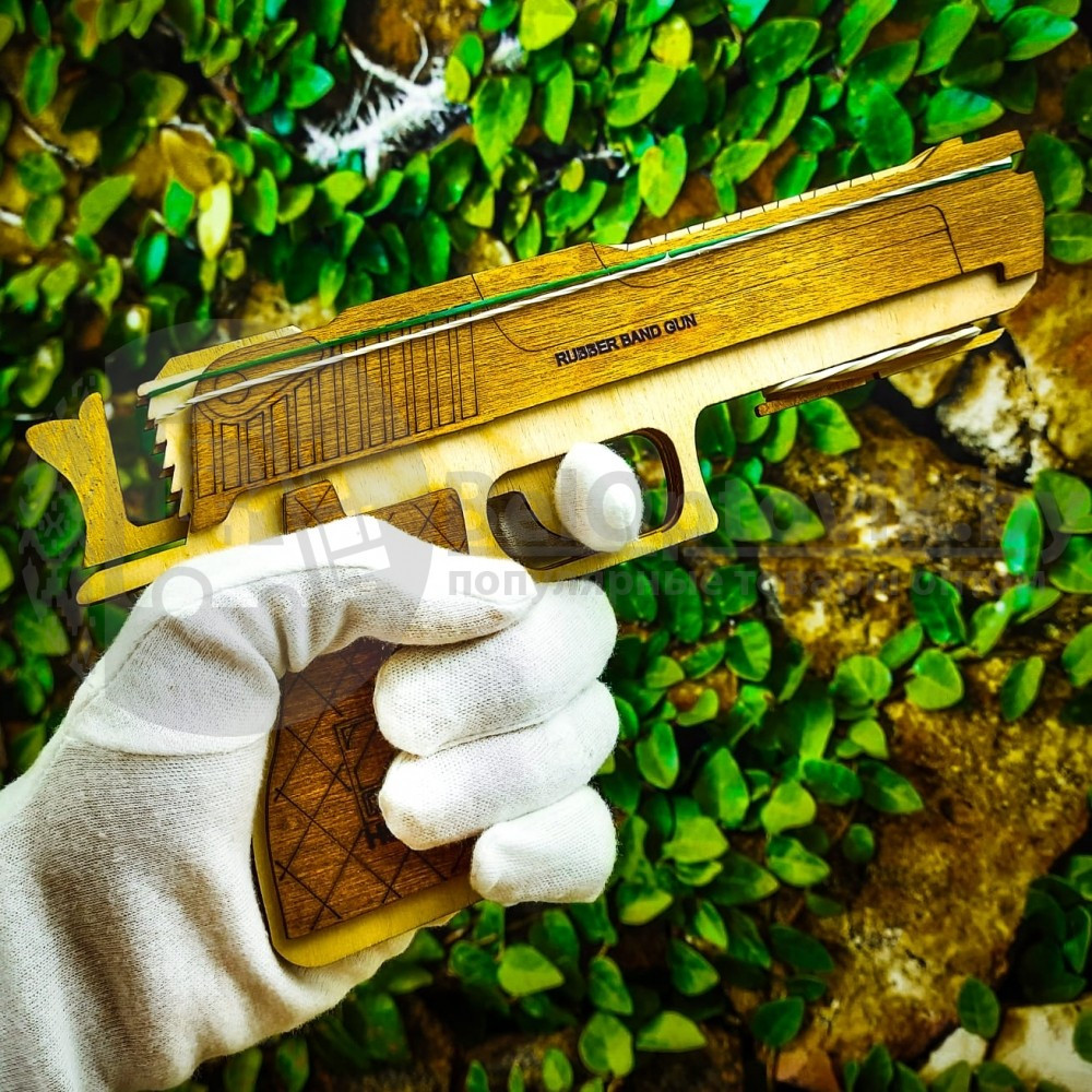 Игрушка - модель деревянная: Деревянный пистолет резинкострел. Модель М9 многозарядная - фото 7 - id-p160888437