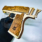 Игрушка - модель деревянная: Деревянный пистолет резинкострел. Модель М9 многозарядная, фото 5