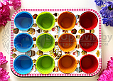 Форма для выпечки кексов, маффинов на 12 ячеек с силиконовыми вставками формочками / Силиконовые формы для, фото 9