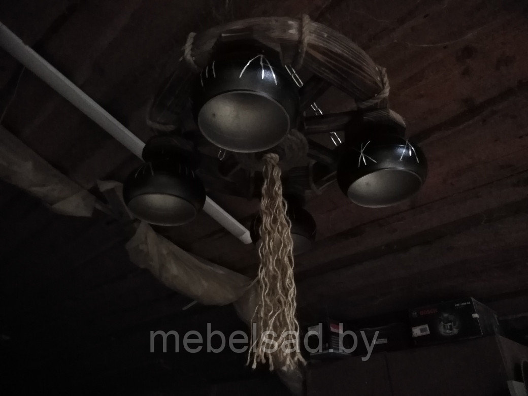 Люстра деревянная рустикальная "Колесо Премиум" на 4 лампы - фото 8 - id-p160897703