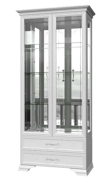 Шкаф с витриной 2 двери 4 стекла Грация (Белый/Белый) фабрика Браво - фото 2 - id-p160978625
