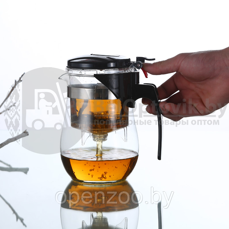 Чайник заварочный стеклянный с клавишей Гунфу Sama 750 мл. Чайник для заварки чая пуэр Типод - фото 5 - id-p160980210
