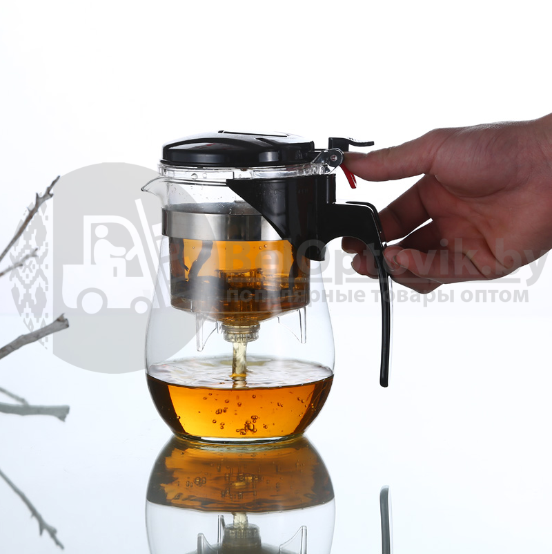 Чайник заварочный стеклянный с клавишей Гунфу Sama 750 мл. Чайник для заварки чая пуэр Типод - фото 5 - id-p160981998
