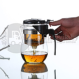 Чайник заварочный стеклянный с клавишей Гунфу Sama 750 мл. Чайник для заварки чая пуэр Типод, фото 5