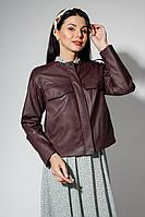 Женская осенняя кожаная фиолетовая куртка YFS 6207 баклажан 42р.