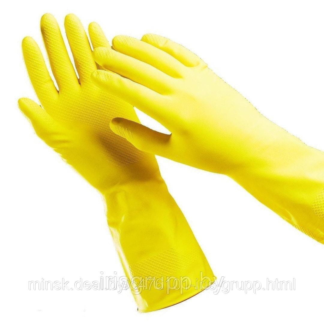 Перчатки Household Gloves хозяйственные латексные с внутренним хлопковым напылением. Цена за пару. - фото 3 - id-p161023444