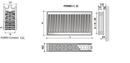 Радиатор стальной PURMO Compact 22 500х1000 (боковое подключение), фото 3