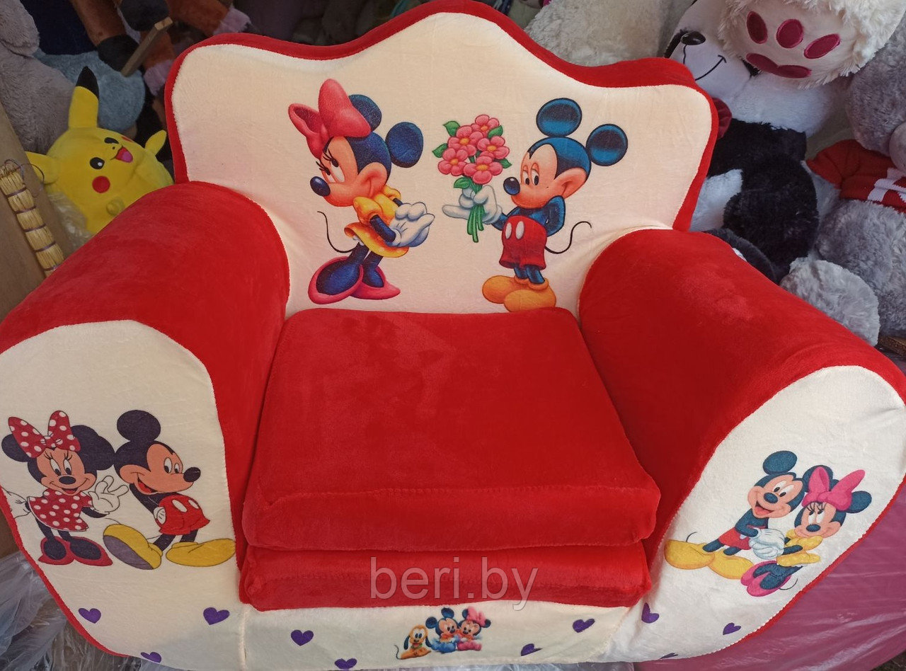 Детское кресло мягкое раскладное "Микки Маус", кресло-кровать, раскладушка детская, разные цвета - фото 1 - id-p135625773