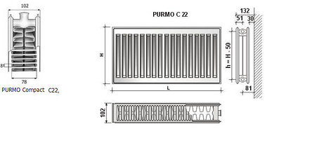 Радиатор стальной PURMO Compact 22 500х2600 (боковое подключение), фото 3