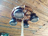 Люстра деревянная рустикальная "Колесо Премиум" на 4 лампы