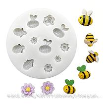 Молд силиконовый "Пчелы и цветы" 025-11