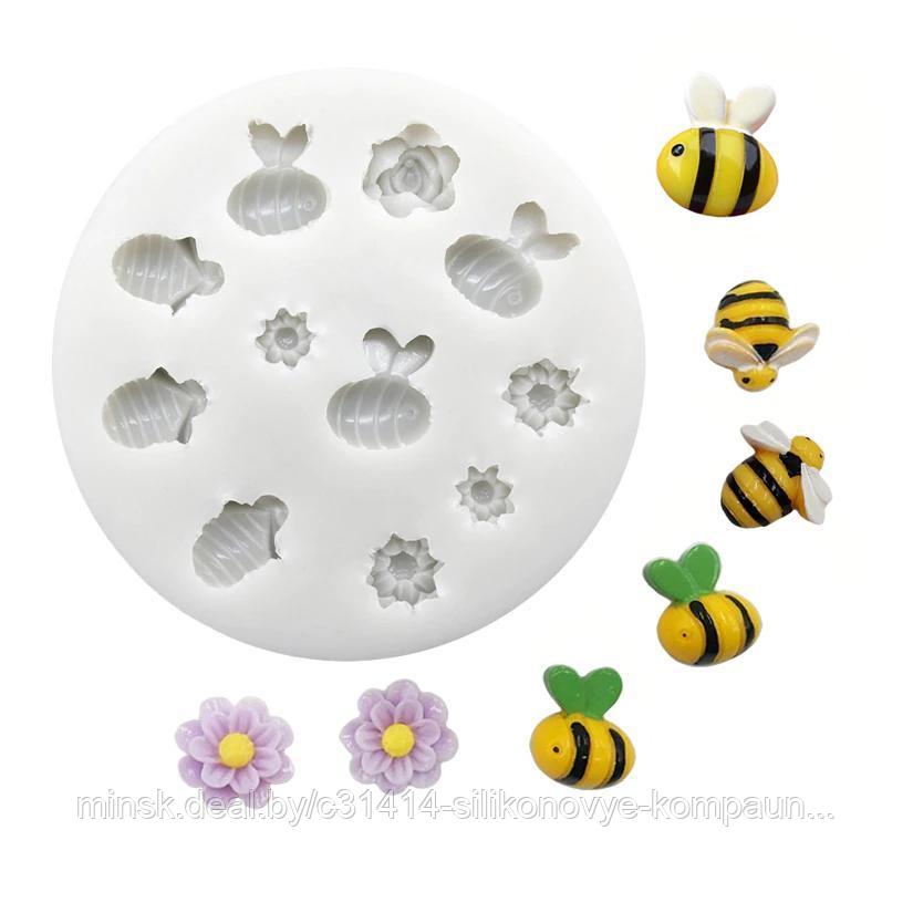 Молд силиконовый "Пчелы и цветы" 025-11 - фото 1 - id-p161082064