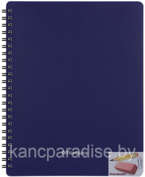 Тетрадь А5 OfficeSpace Base, 60 листов, на гребне, обложка пластиковая, синяя